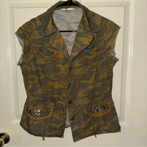 Victoria’s Secret  RARE Camo Military Jacket Vest with Rhinestones Size S